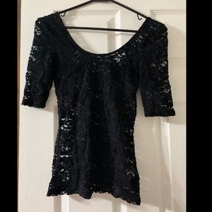 black lace shirt